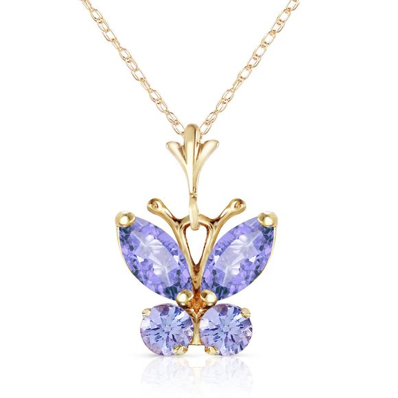 Galaxy Gold Products Jewelry - 14K. SOLID GOLD BUTTERFLY NECKLACE WITH TANZANITES